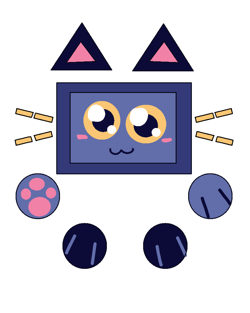 Div drawn with the square, triangle and circle tools, making her angular and stiff-looking.