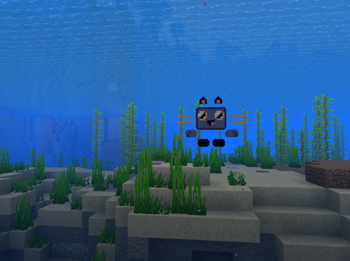 A render of Div underwater in Minecraft.