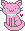 Pink cat with bright blue eyes and a pastel blue collar.