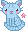 Blue striped cat wagging its tail. A star is floating next to it.
