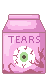 Pink carton with a design of an eye.