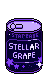 Purple soda can with stars and sparkles.