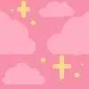 pink sky with light pink clouds and yellow sparkles