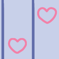 off-white background with blue vertical stripes and hearts in between